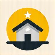 An icon of a house with a shining star above it.